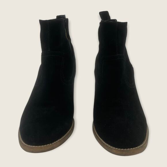 Blondo Irving Stacked 2.75" Wedge Ankle Boot Waterproof Black Suede B6564 9.5 - Picture 2 of 8